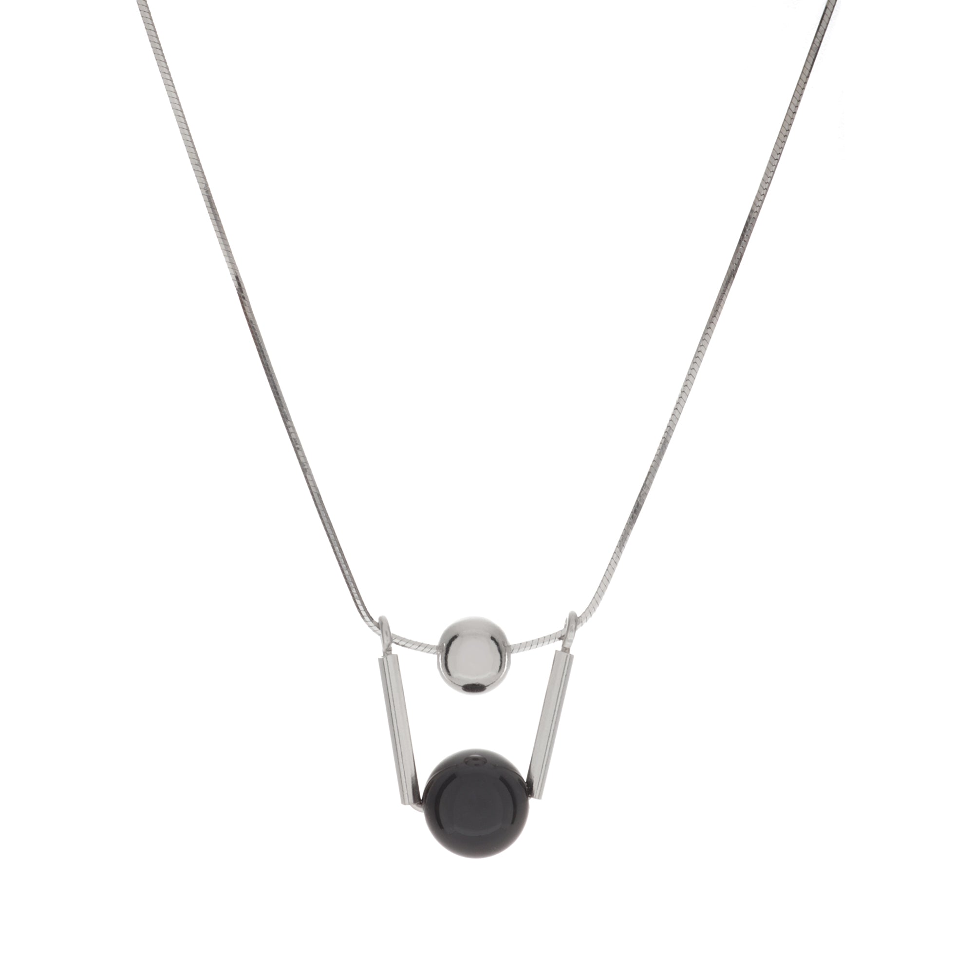 onyx silver necklace 